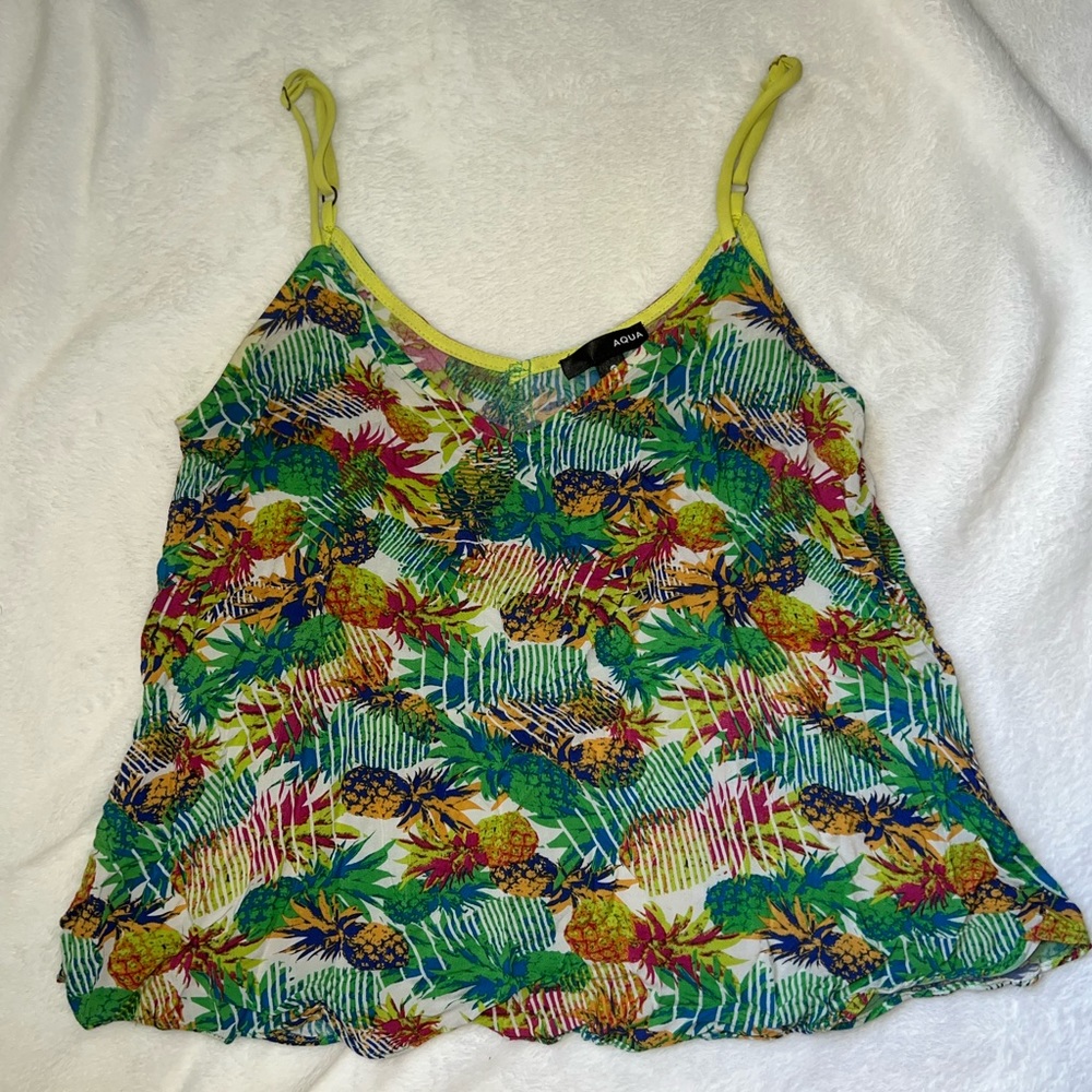 Aqua pineapple paradise tank top